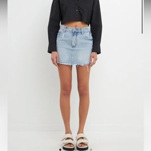 Grey lab denim mini skirt